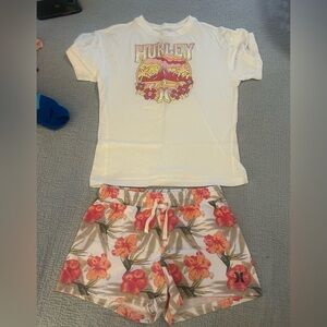 Hurley Graphic Tee and Floral Shorts Set